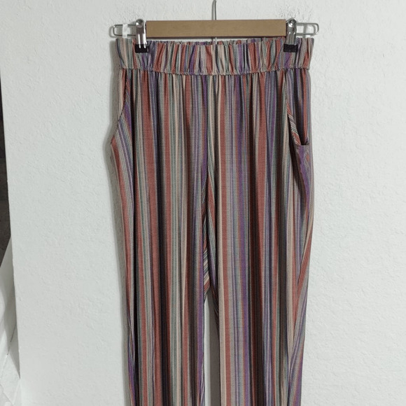Alexis Pants Womens Large Striped Rainbow Multicolor Pull On boho Hippie - Picture 2 of 9